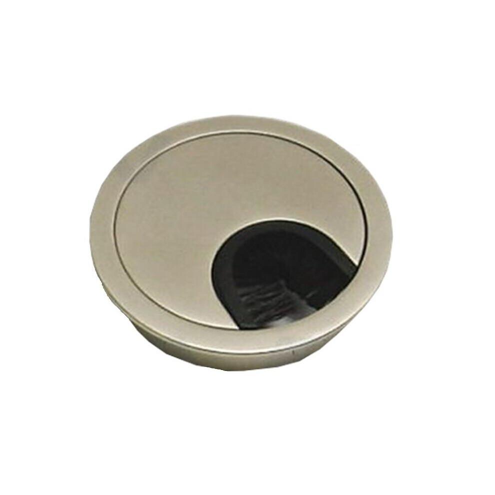 (inox (brushed steel)) Metal desk cable grommet - Ø60 mm