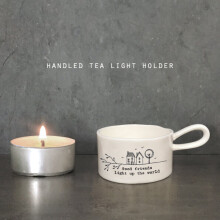 East Of India: Porcelain Handled Tea Light Holder - Good Friends
