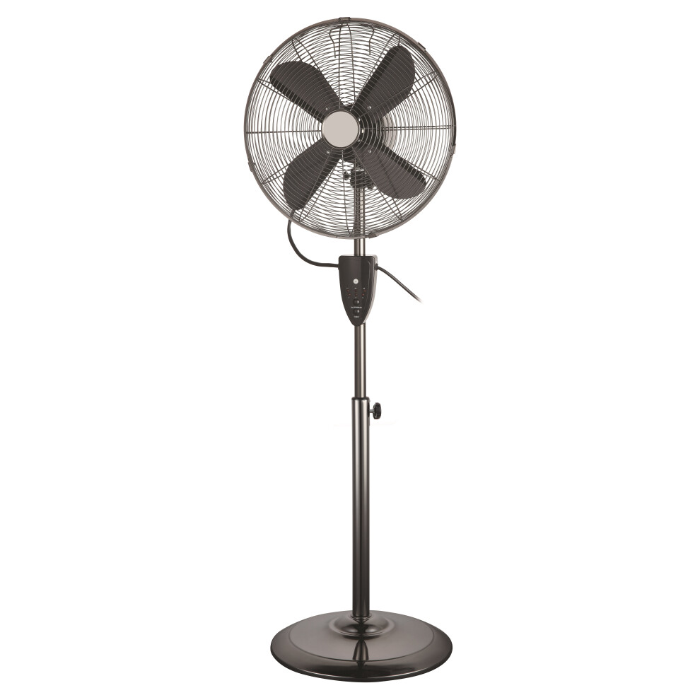 (Gun Metal) HYGRAD 16" Air Cooling Pedestal Fans With Remote Control In Chrome & Gun Metal