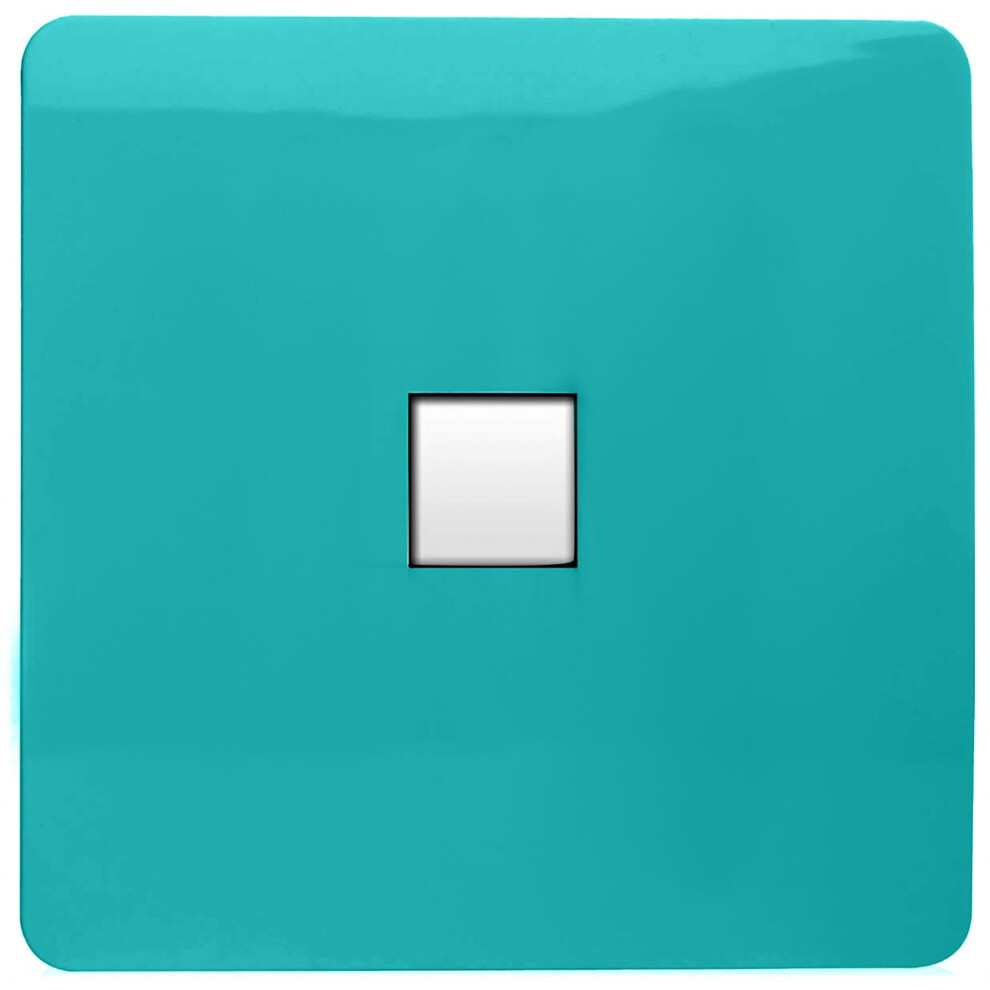 Trendi Artistic Modern Glossy Tactile Rj56 Cat 5E&Cat 6 Ethernet Socket Bright Teal 631576358044