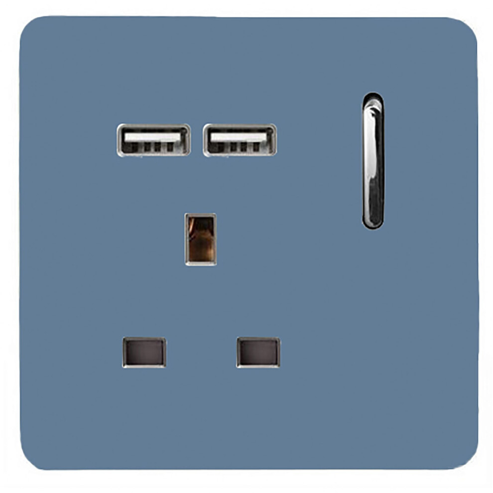 Trendi 1 Gang Artistic Modern Glossy 13 Amp 2X2.1ma Usb Switched Tactile Sky 631576358495