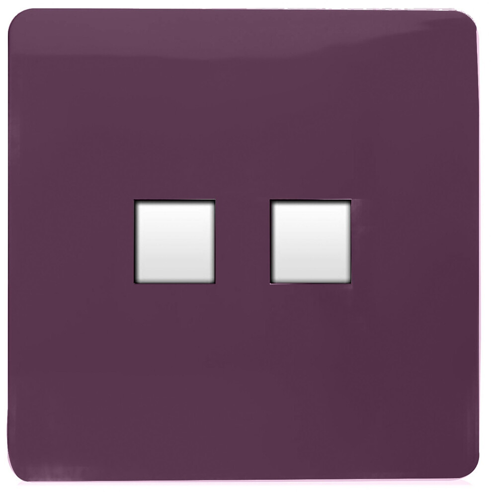 Trendi Artistic Modern Glossy 2 Gang Tactile RJ45 Cat 5e&Cat 6 PC Ethernet Socket Plum