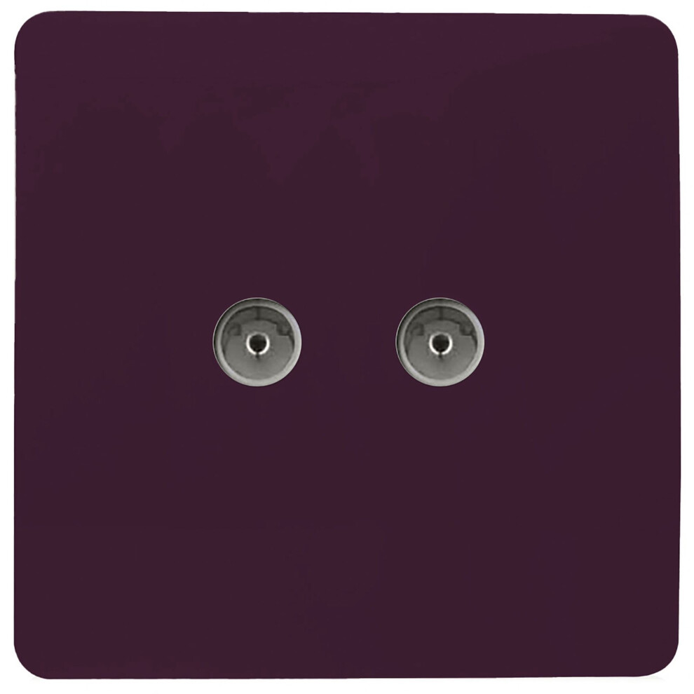 Trendi Artistic Modern Glossy Tactile 2 Gang TV Socket Plum