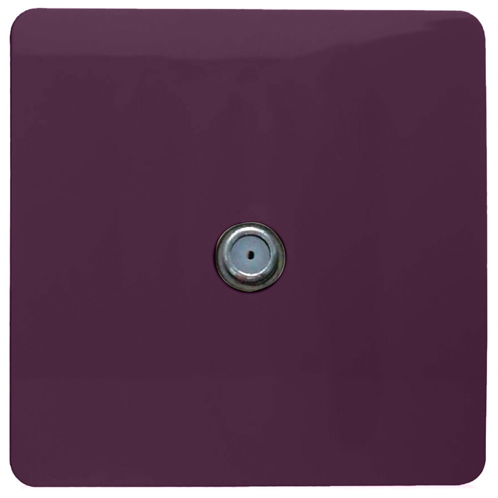 Trendi 1 Gang Artistic Modern Glossy Screwless Television Satellite Socket Plum 631576358914