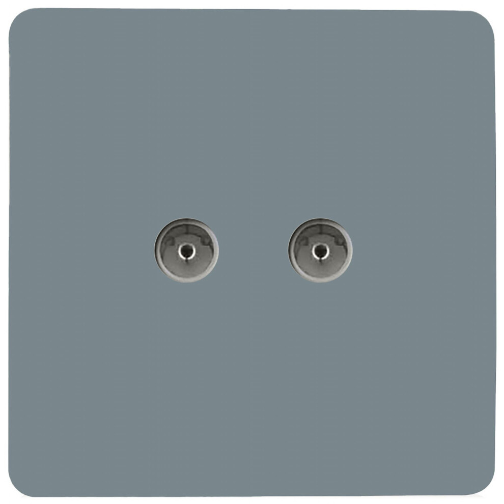 Trendi Artistic Modern Glossy Tactile 2 Gang TV Socket Cool Grey