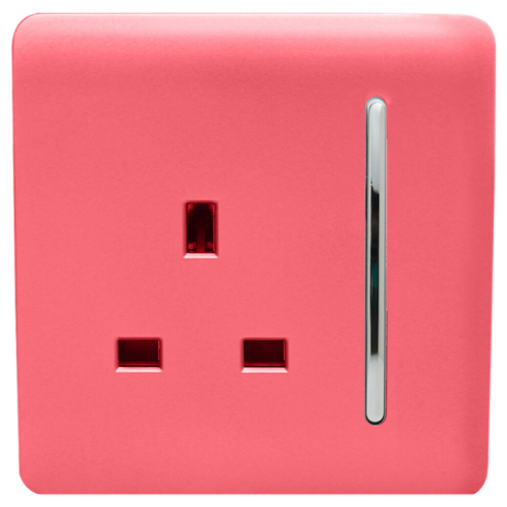 Trendi Switch Trendi 1 Gang Artistic Modern Glossy 13 Amp Switched Tactile Plug Socket Strawberry