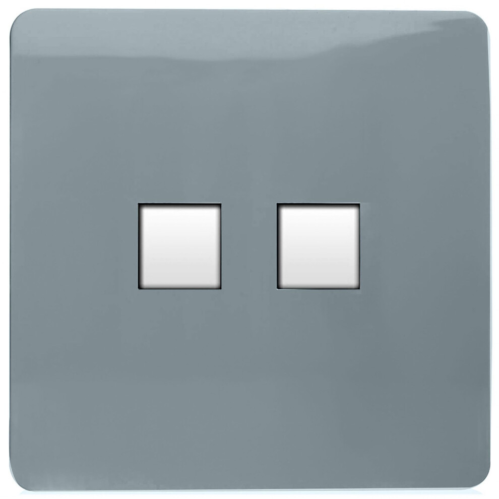 Trendi Artistic Modern Glossy Tactile Telephone Socket + Cat 5e&Cat 6 RJ45 PC Socket Cool Grey