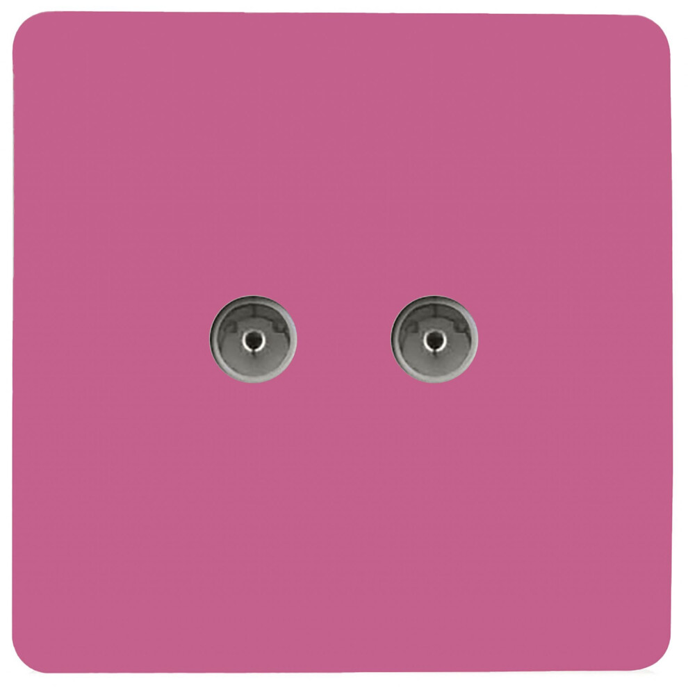 Trendi Artistic Modern Glossy Tactile 2 Gang TV Socket Pink