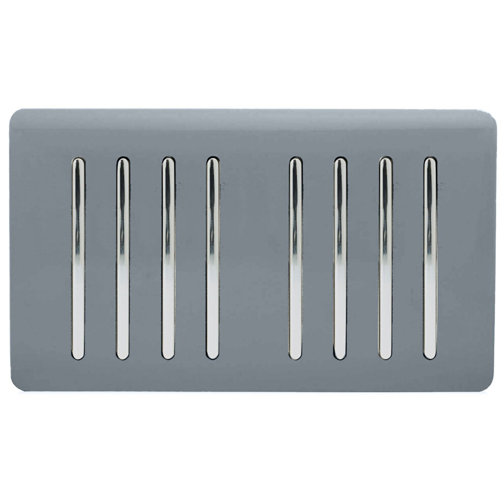 Trendi Artistic Modern Glossy 8 Gang 2 Way Rocker  Double Plate Tactile Light Switch Warm Grey