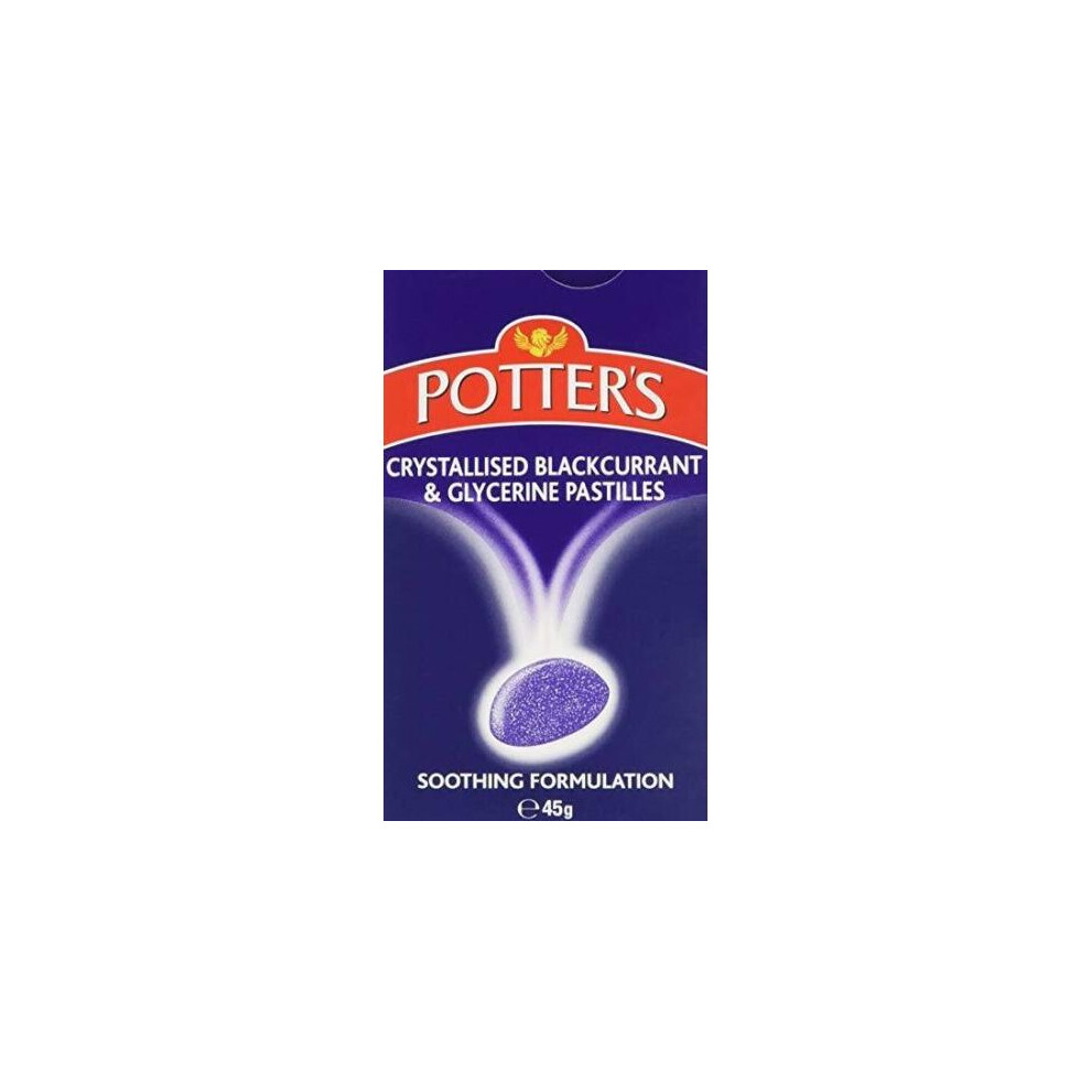 2 X Potters Potter's Crystallised Blackcurrant & Glycerine Pastilles - 45g