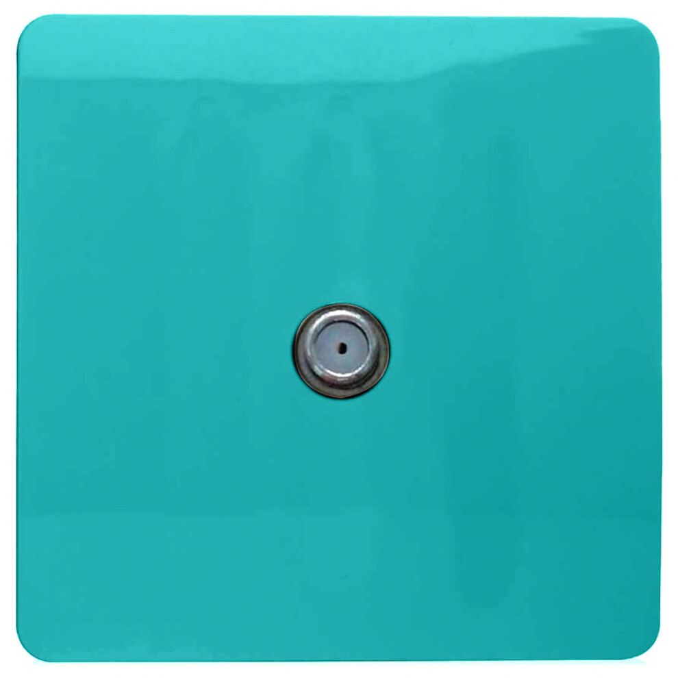 Trendi 1 Gang Artistic Modern Glossy Screwless Television Satellite Socket Bright Teal