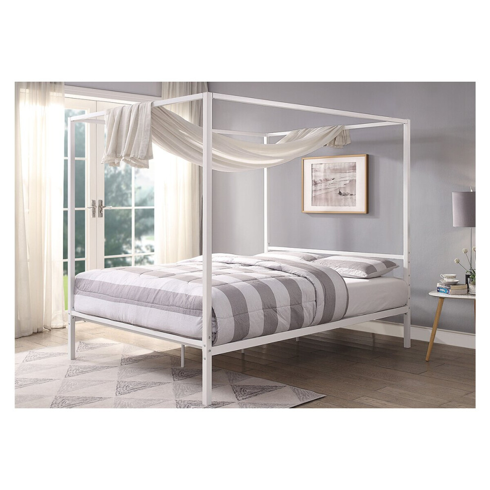 (White, Double 4ft6) Chalfont Four Poster Metal Bed Frame