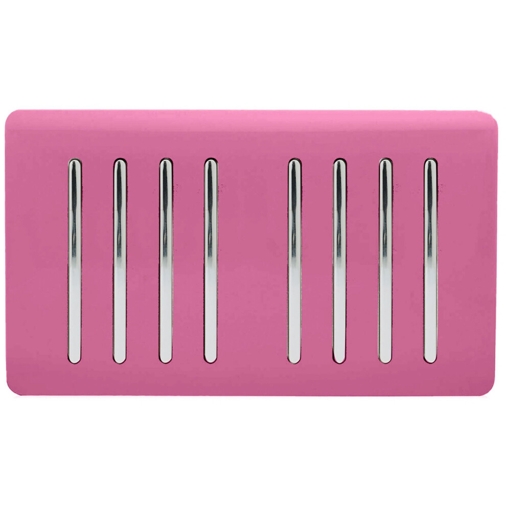 Trendi Artistic Modern Glossy 8 Gang 2 Way Rocker  Double Plate Tactile Light Switch Pink