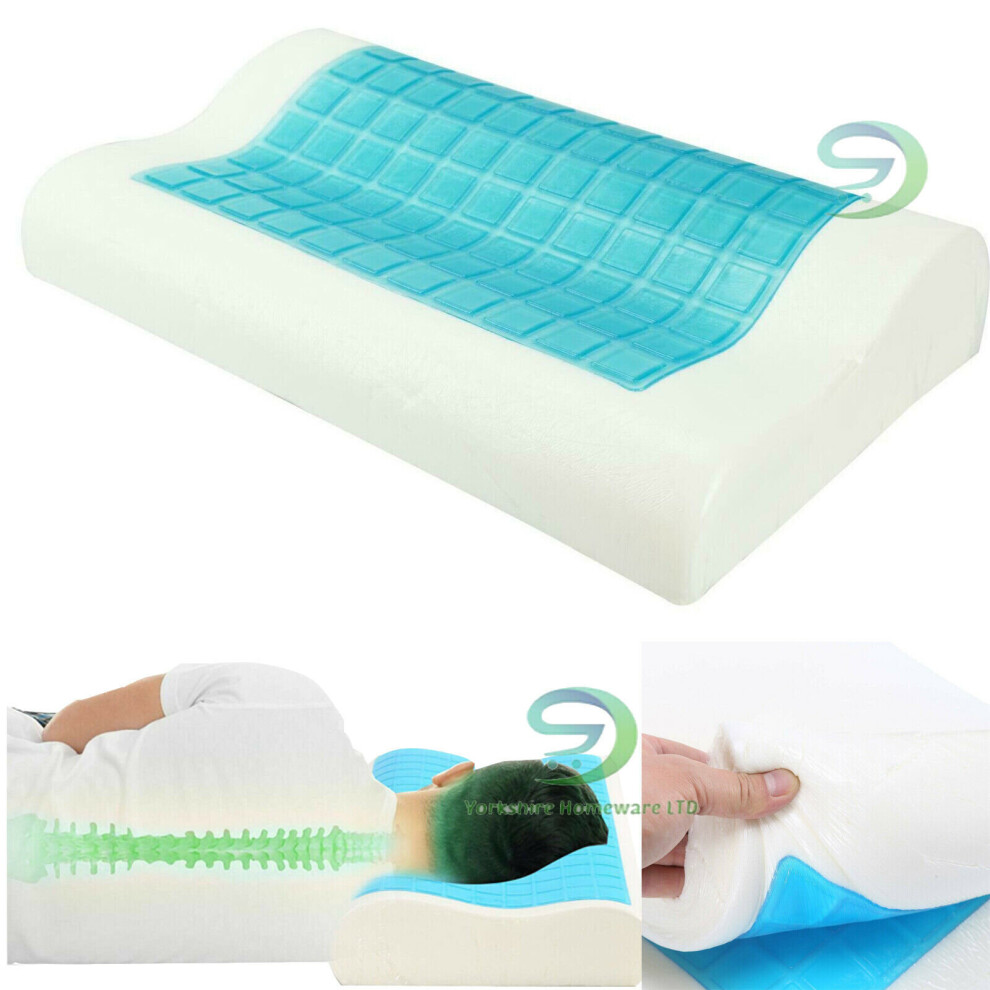 Memory Foam Cooling Gel Pillow Cool Sleep Orthopedic Neck Support Cushion Pad