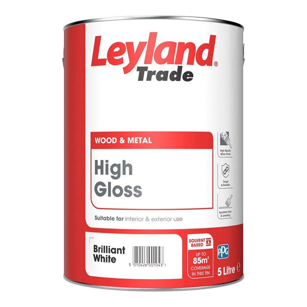 Leyland Trade High Gloss Paint 5l Brilliant White