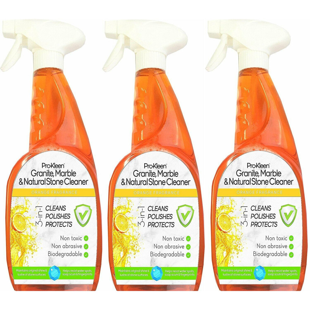 (3 x 750ml) Pro-Kleen Granite Marble Cleaner Orange Fragrance