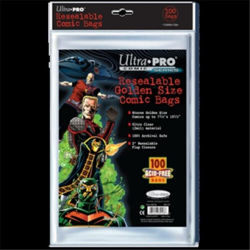Comic Bags - Golden Size - Resealable (100 per pack)