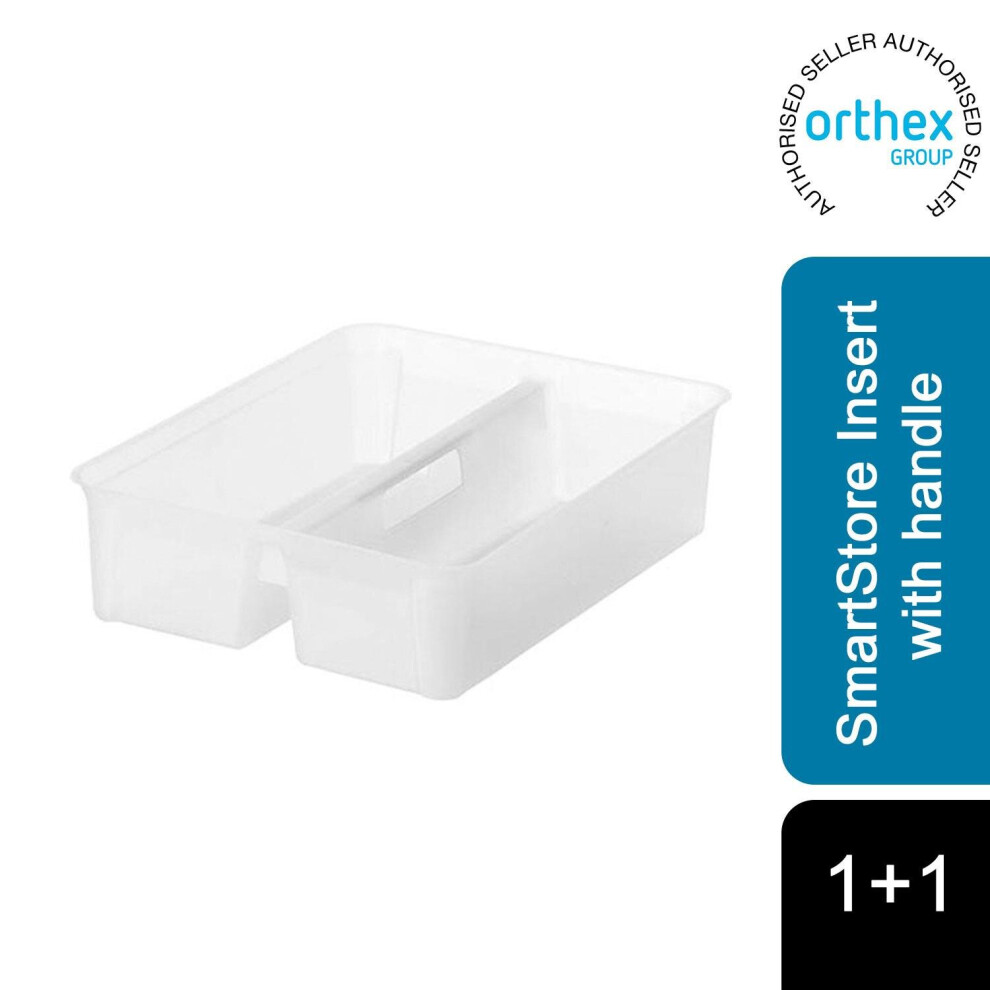 Smartstore 15 Two Compartments with Handle Insert - White Plastic Storage Tray - 38 x 29 x 10 cm - Image 3