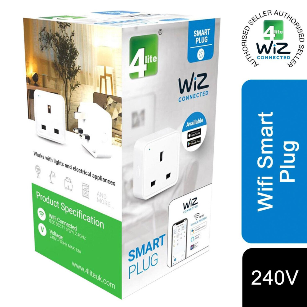 4lite WiZ Connected 3pin UK Smart Plug For Electrical Appliances