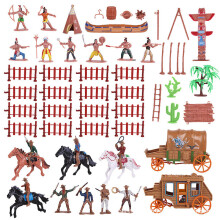 43PCS Indian Model Decoration Western Cowboy Carriage Simulation Decoration Scene Character Sanding Equipment
