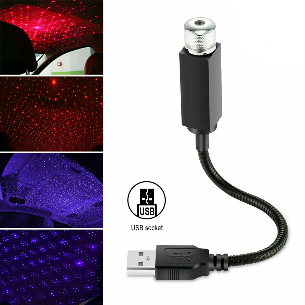 (Green) Car Interior Roof LED Star Light USB Atmosphere Starry Sky Night Projector Lamp