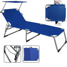 Luxury Blue Sun Lounger Beach Garden Foldable Portable Trend