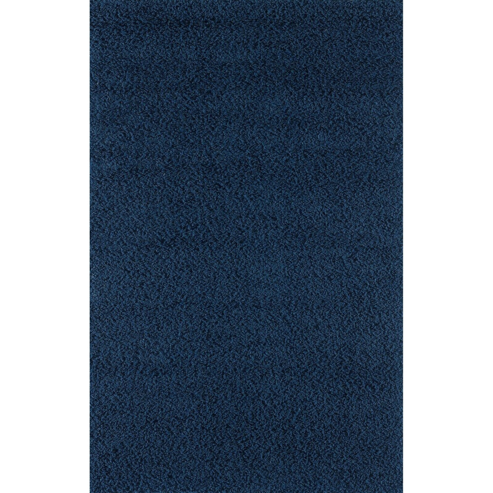 (Modern Navy Blue Small - Large Living Room Area Plain Shaggy Rug) Navy Blue Small - Large Plain Shaggy Rug