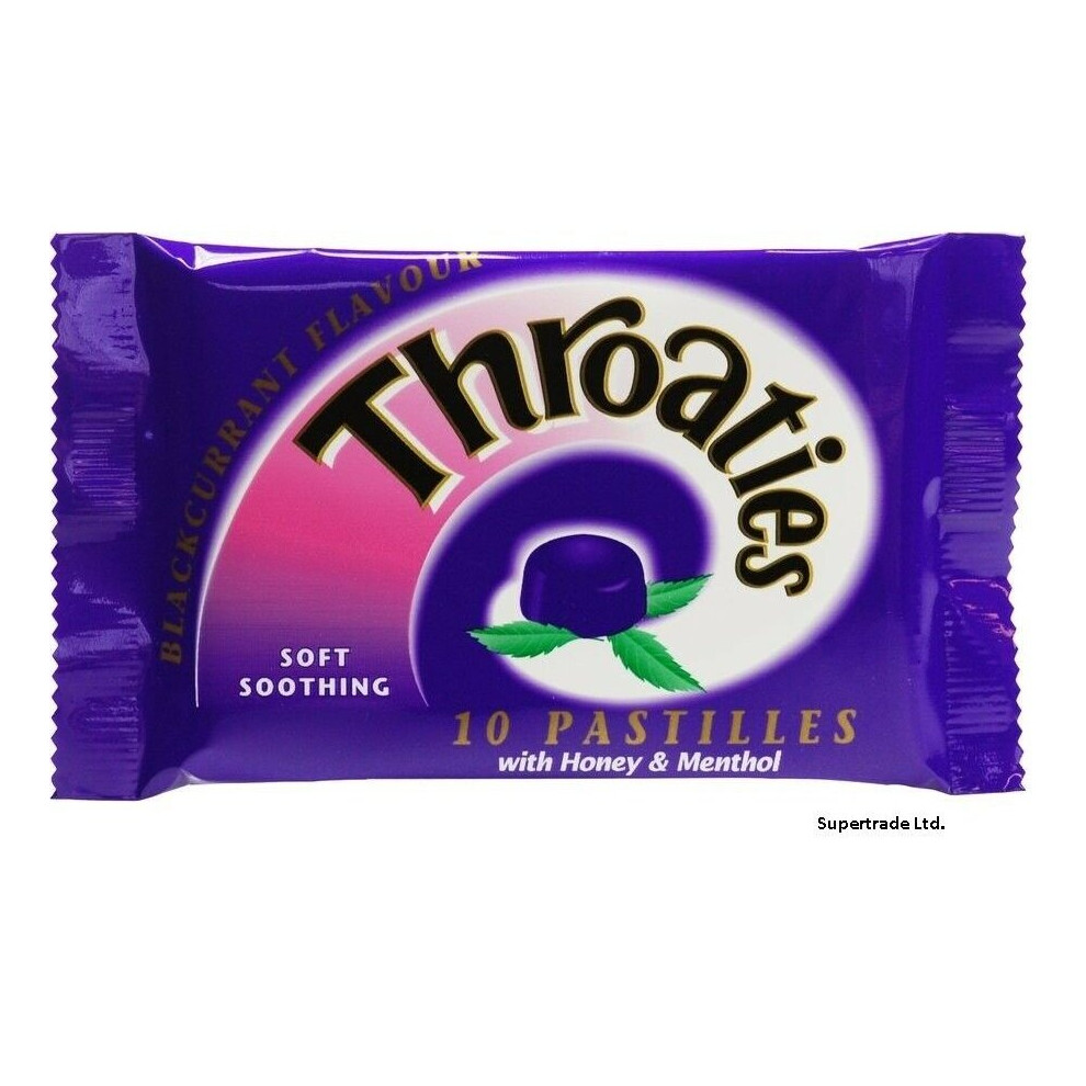 Throaties Blackcurrant Pastilles With Honey & Menthol For Throaty Soothe X 3