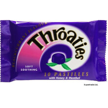 Throaties Blackcurrant Pastilles With Honey & Menthol For Throaty Soothe X 6