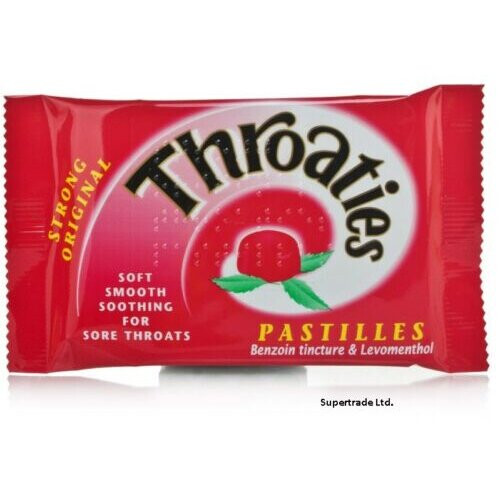 Throaties Strong Original Pastilles With Honey & Menthol To Ease Sore Throat X 12