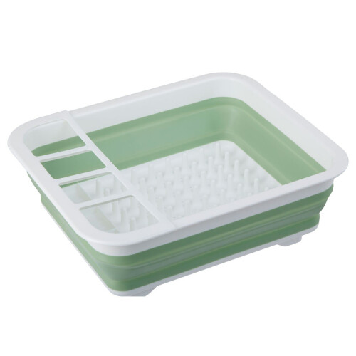 Premier Housewares Green White Collapsible Dish Rack