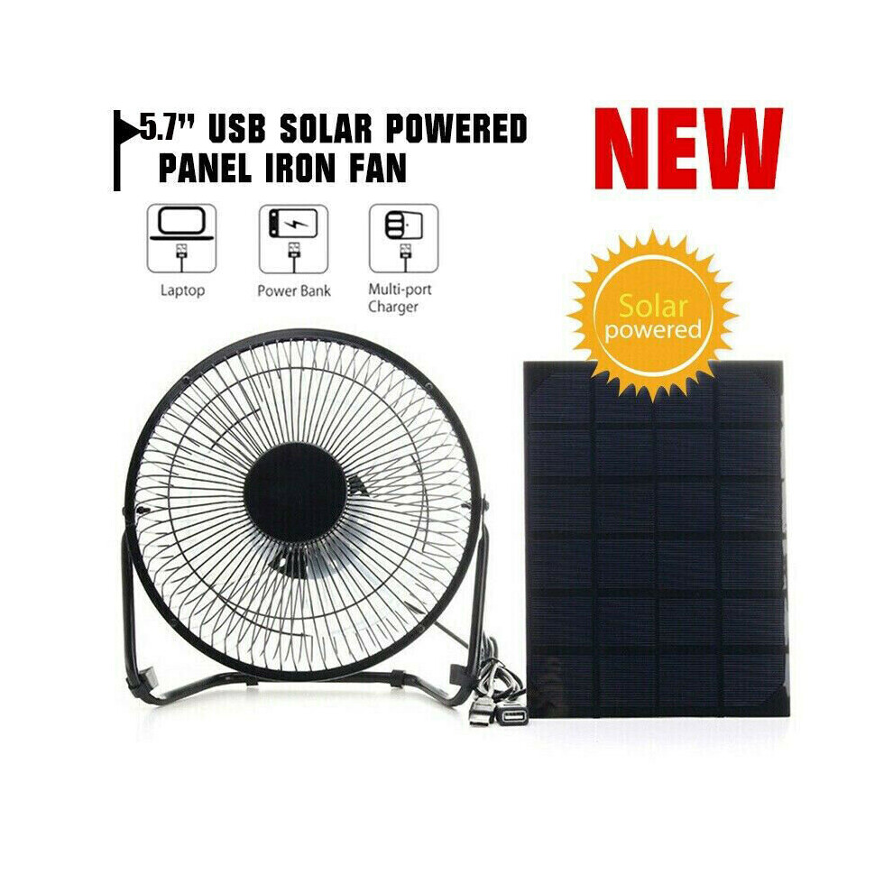 USB Solar Powered Panel Greenhouse Cooling Ventilation Ventilating Fan