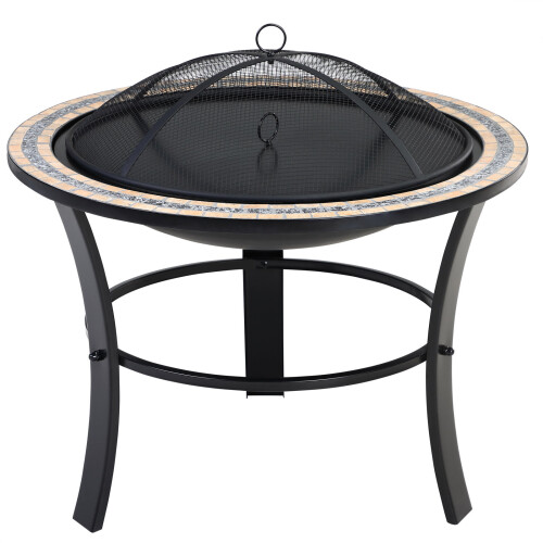 Round Barbecue Fire Pit Decorative BBQ Table Mosaic Round Trend 1