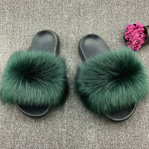 Fuzzy 2024 black sandals