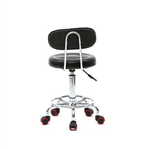 Round Shape Adjustable Salon Stool with Back and Line Black Chair 1
