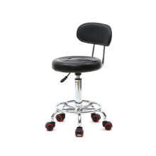 Round Shape Adjustable Salon Stool with Back and Line Black Chair