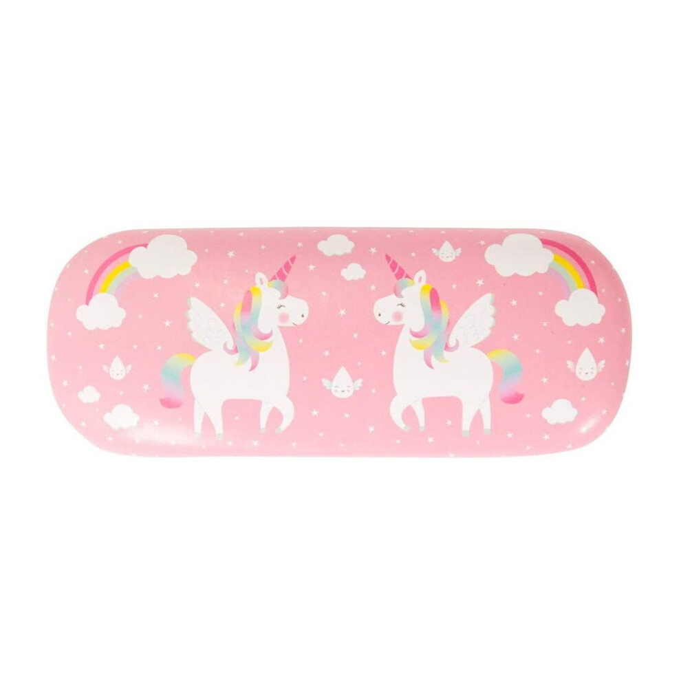 Sass & Belle Pink Rainbow Unicorn Hard Glasses Case & Cloth