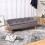 Living And Home Velvet Storage Bench with Rubber Wooden Leg 1