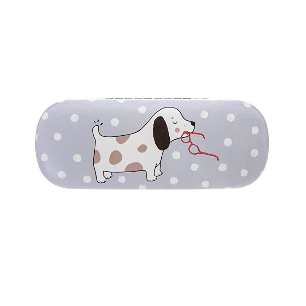 Sass & Belle Grey Barney Dog Polka Dot Hard Glasses Case & Cloth