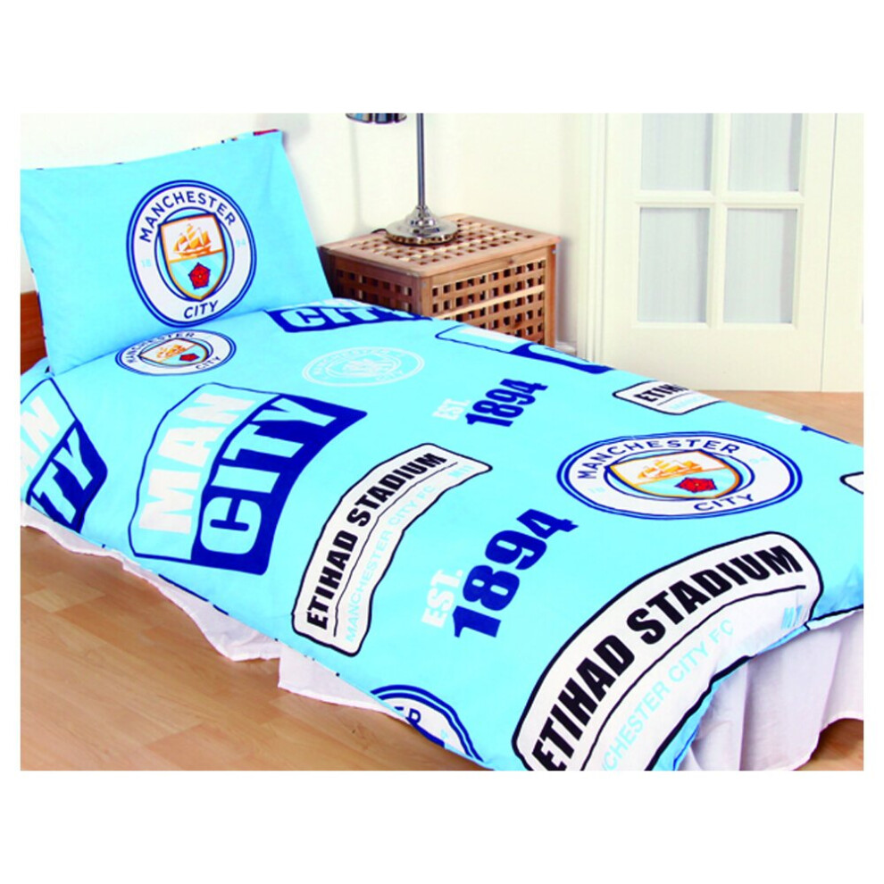 Man City Patch Single Duvet and Pillow Case Set