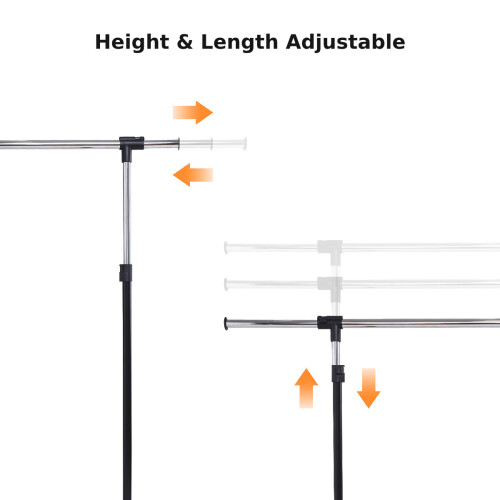 Costway Single Rail Garment Rack Metal Clothes Rail Organizer Adjustable 1