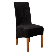 (Black) Crushed Velvet Stretchable Dining Chair Covers