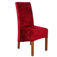 (Red) Crushed Velvet Stretchable Dining Chair Covers
