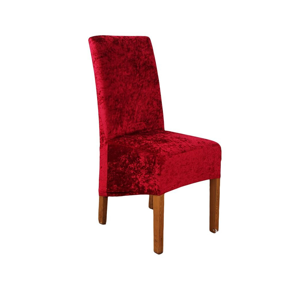 (Red) Crushed Velvet Stretchable Dining Chair Covers
