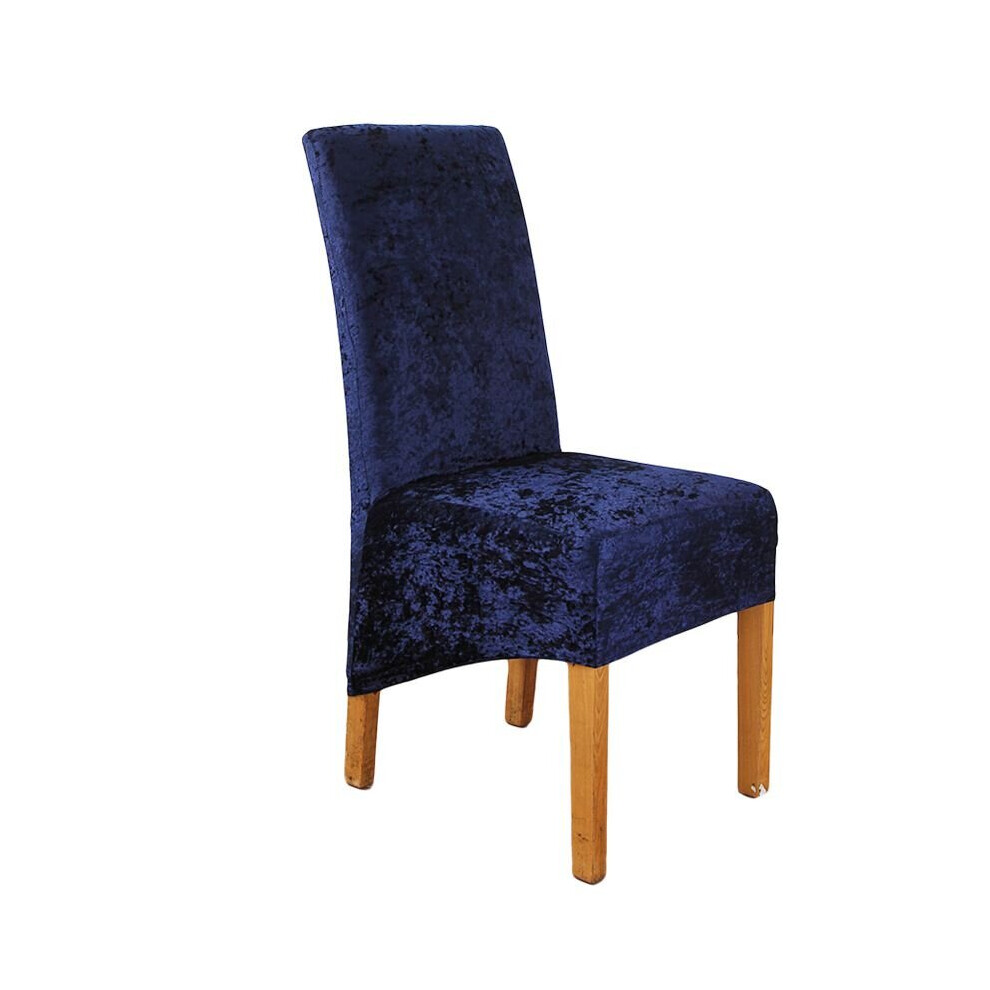 (NavyBlue) Crushed Velvet Stretchable Dining Chair Covers