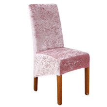 (Pink) Crushed Velvet Stretchable Dining Chair Covers