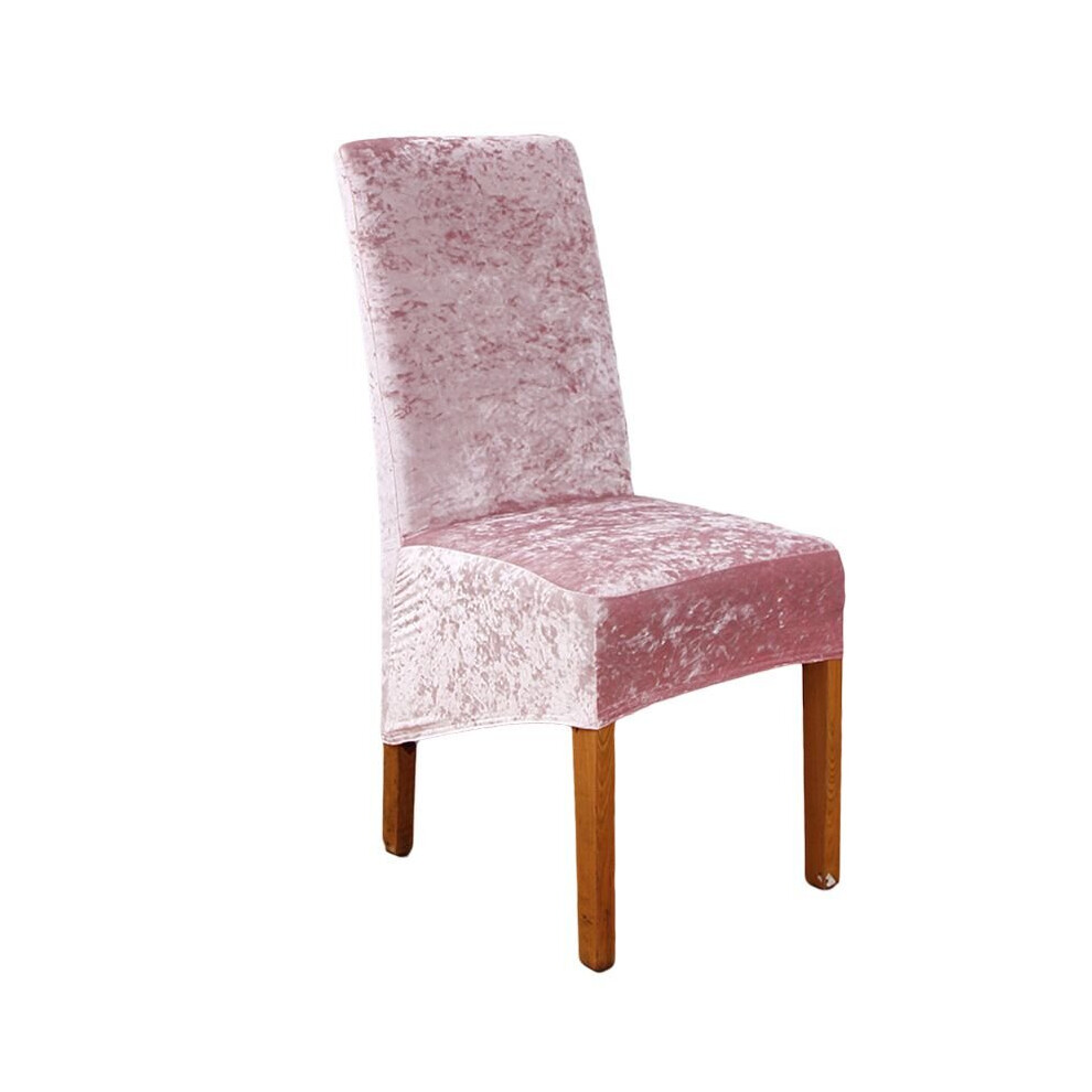 (Pink) Crushed Velvet Stretchable Dining Chair Covers