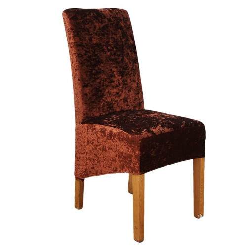 (DarkCoffee) Crushed Velvet Stretchable Dining Chair Covers