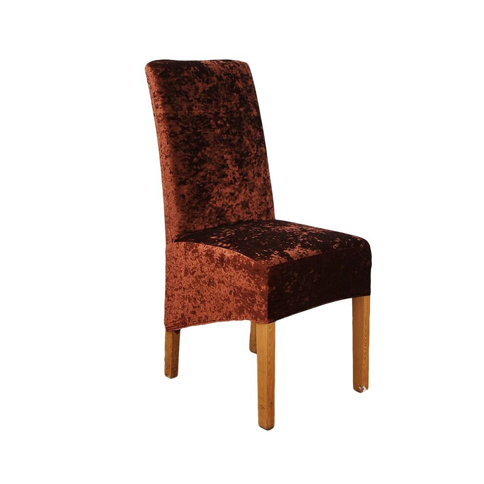 (DarkCoffee) Crushed Velvet Stretchable Dining Chair Covers