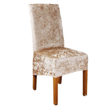 (Champagne) Crushed Velvet Stretchable Dining Chair Covers